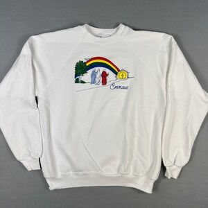 VTG Walk Emmaus De Colores‎ Christian Sweatshirt XL Religious Rainbow Jesus USA